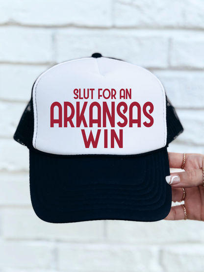 Slut For An Arkansas Win (RED) Trucker Hat Adult & Youth