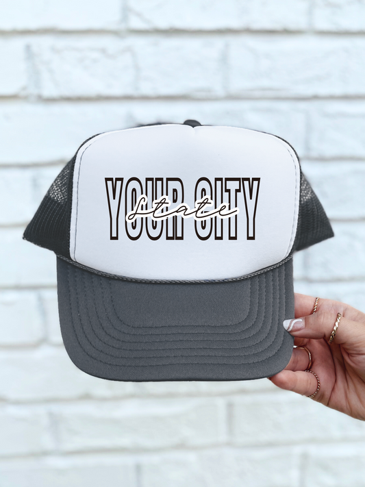 CUSTOM CITY AND STATE Trucker Hat Adult & Youth