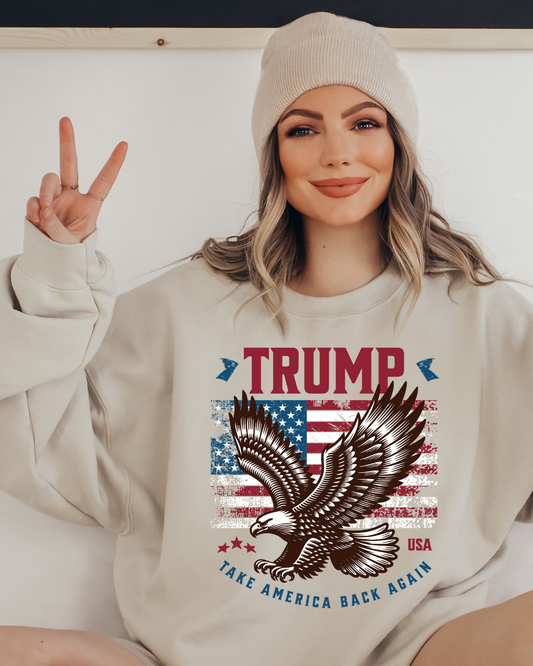 Trump Bald Eagle Adult Graphic Crewneck Pullover