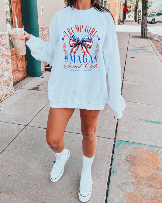 Trump Girl Maga Adult Graphic Crewneck Pullover