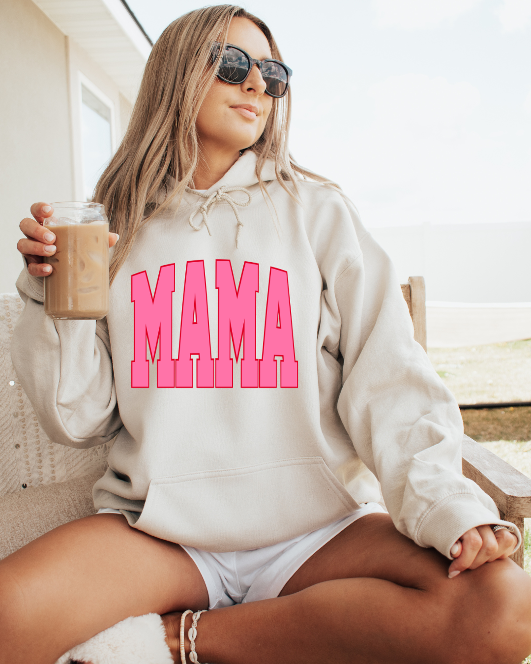 Varsity Mama Adult Graphic Hoodie (Pink)