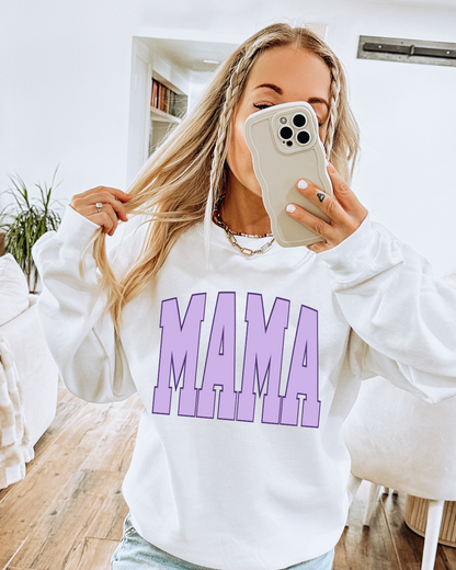 Varsity Mama (Purple) Adult Graphic Crewneck Pullover