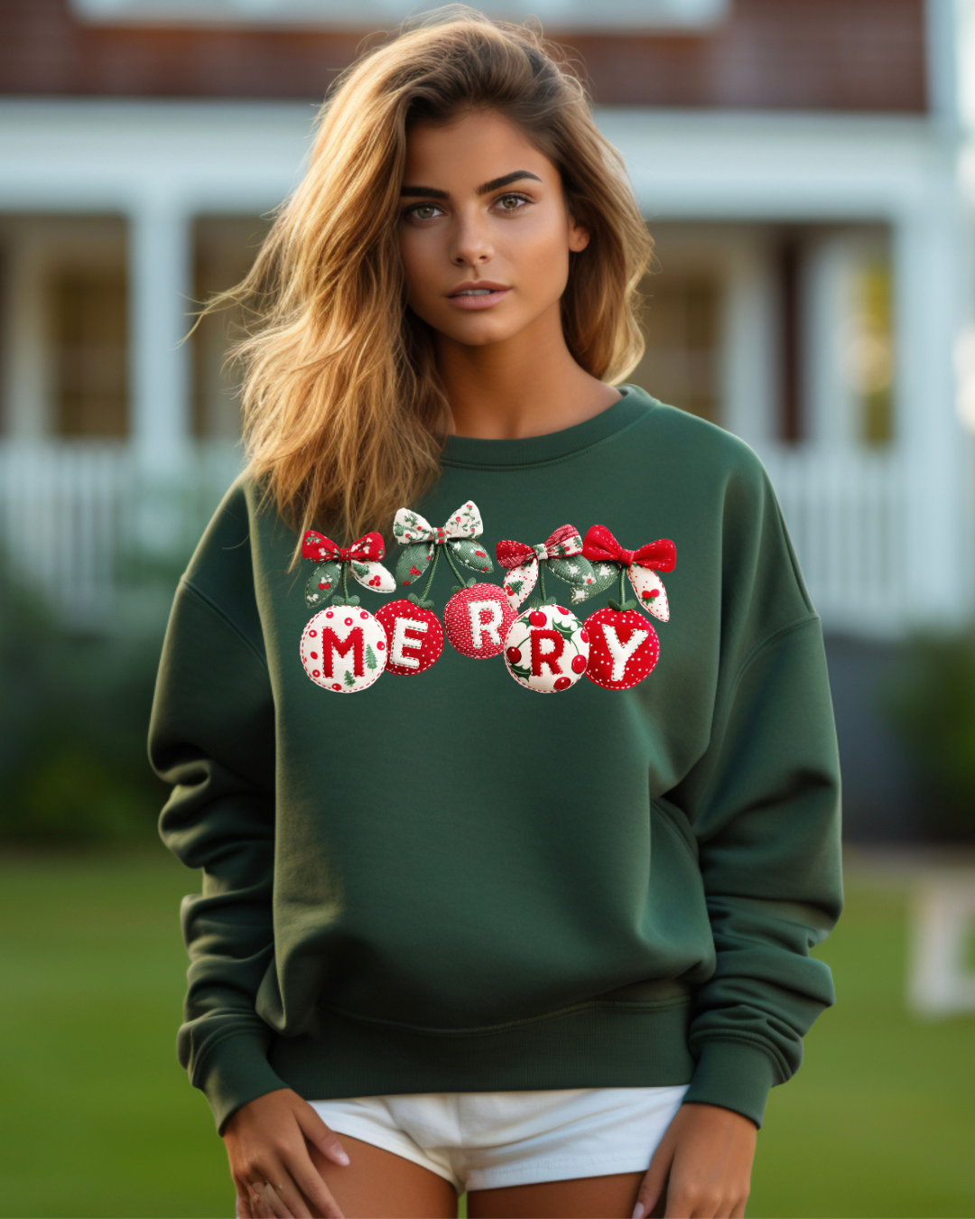 Very Cherry Merry Christmas Adult Graphic Crewneck Pullover