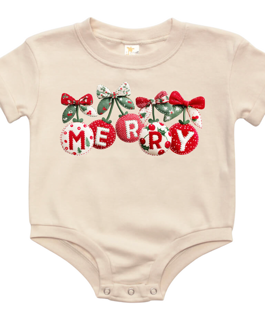 Very Cherry Merry Christmas Baby Bubble Romper