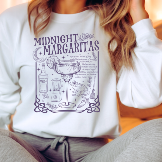Vintage Midnight Margaritas Spooky Adult Graphic Crewneck Pullover
