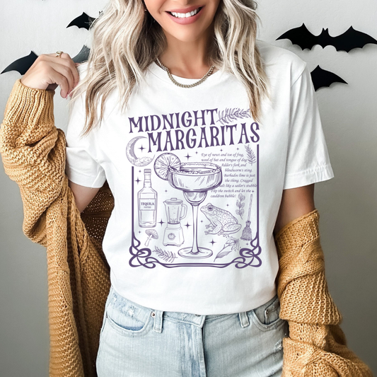 Vintage Midnight Margaritas Spooky Adult Graphic T-Shirt