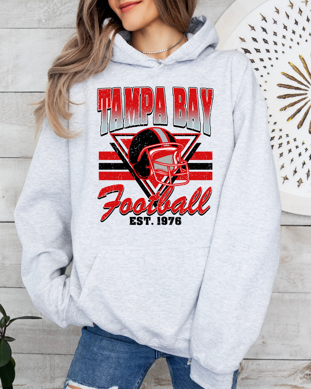 Vintage Tampa Bay Football Adult Graphic Hoodie