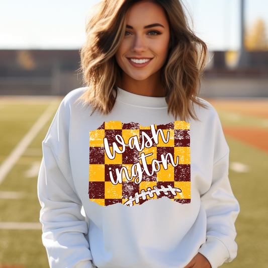 Washing Football Checkered Commanders Adult Graphic Crewneck Pullover