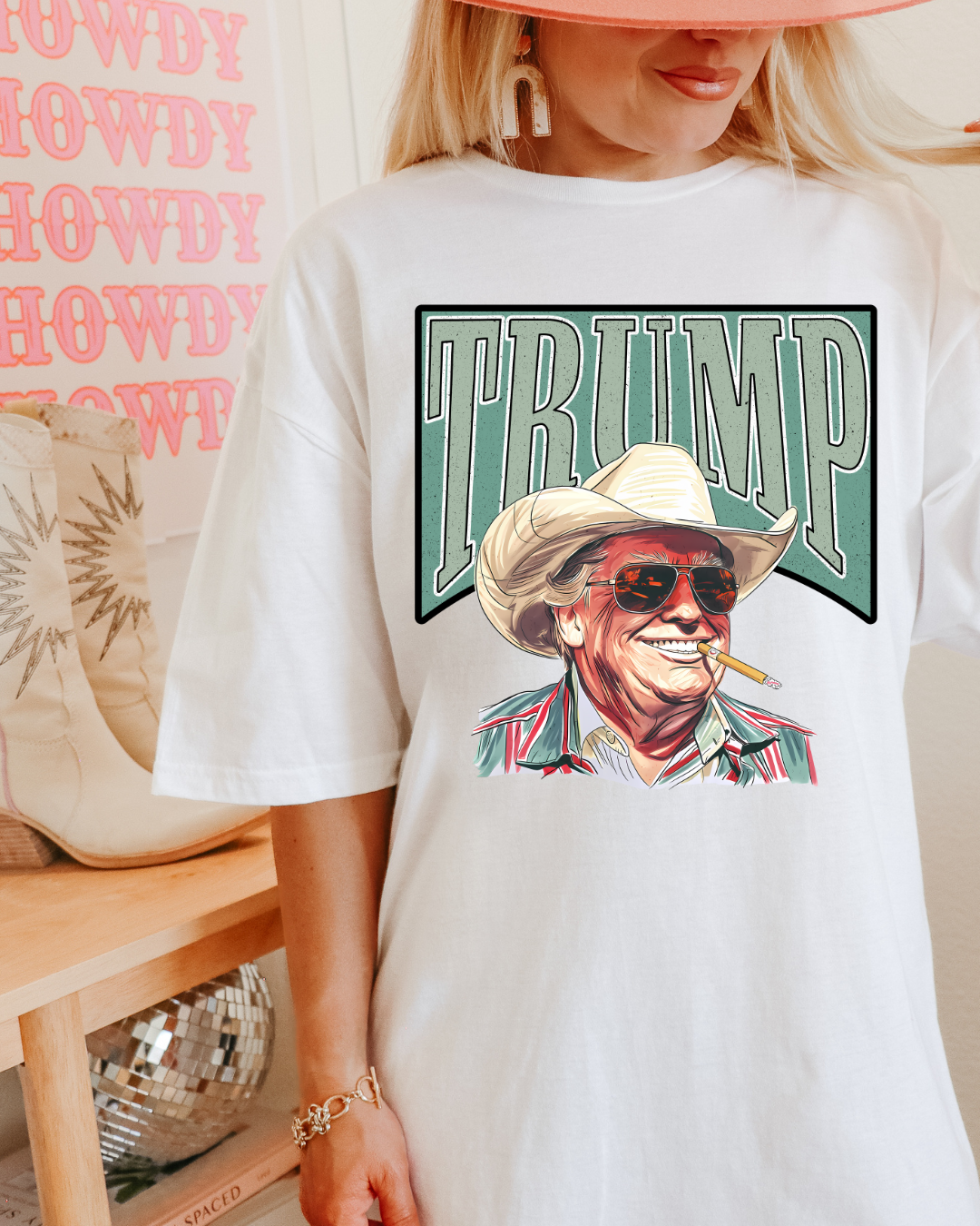 Western Cowboy Trump Adult Graphic T-Shirt