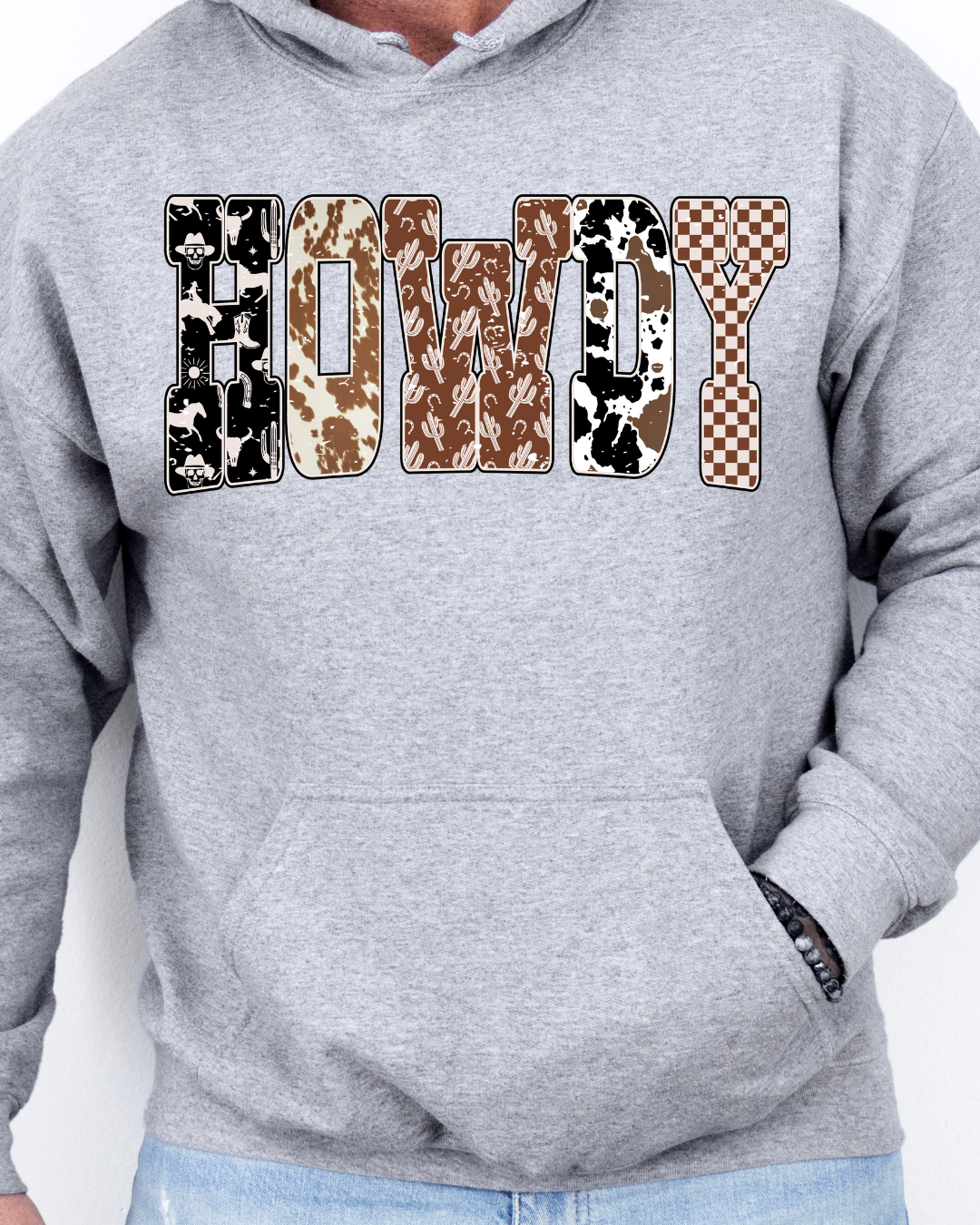 Western Print Howdy Adult Graphic Hoodie