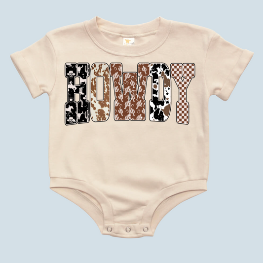 Western Print Howdy Baby Bubble Romper