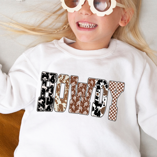 Western Print Howdy Youth Graphic Sweatshirt