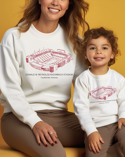 Donald W. Reynolds Razorback Stadium Youth Crewneck Pullover