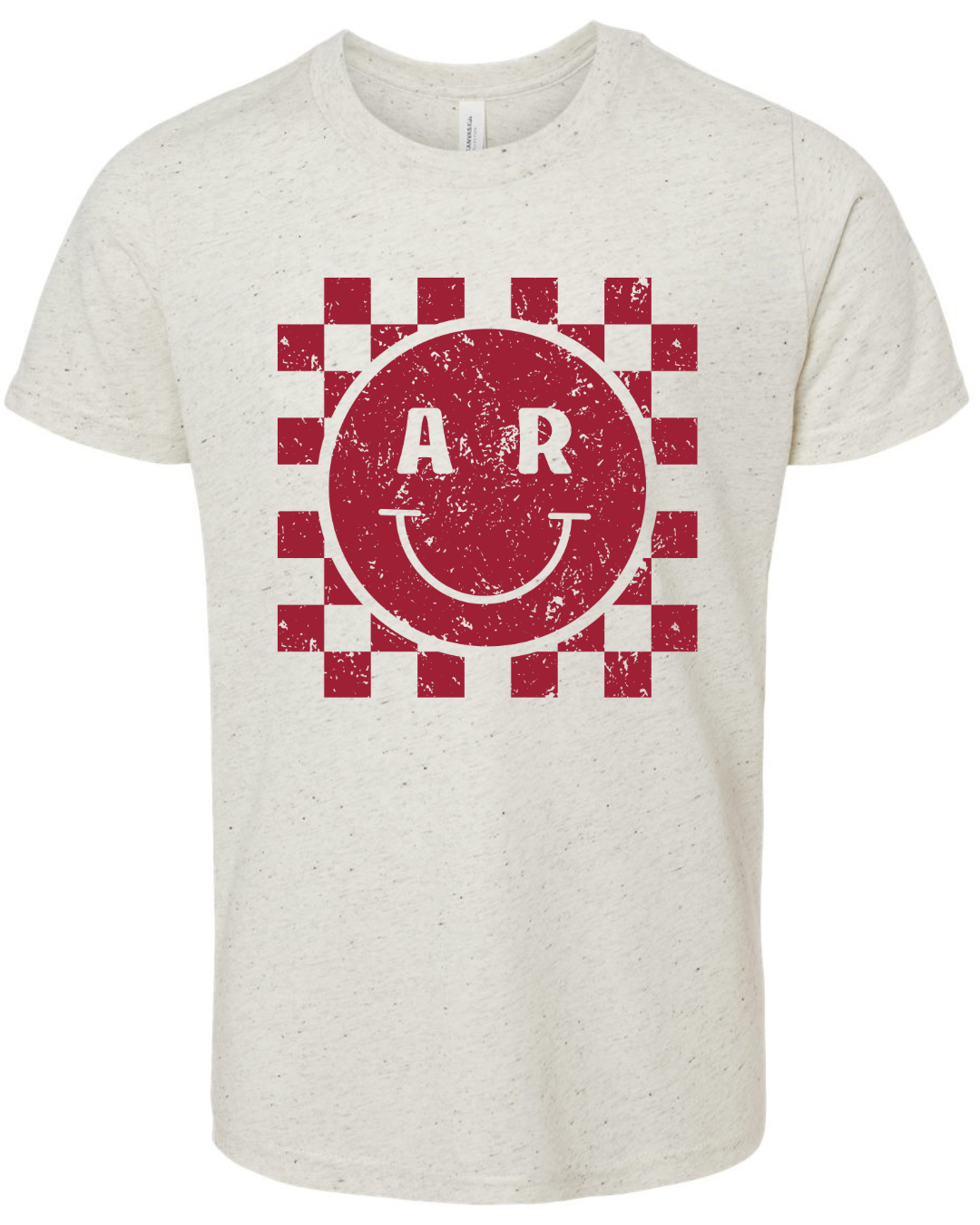 Arkansas Checkered Smiley Youth Tee