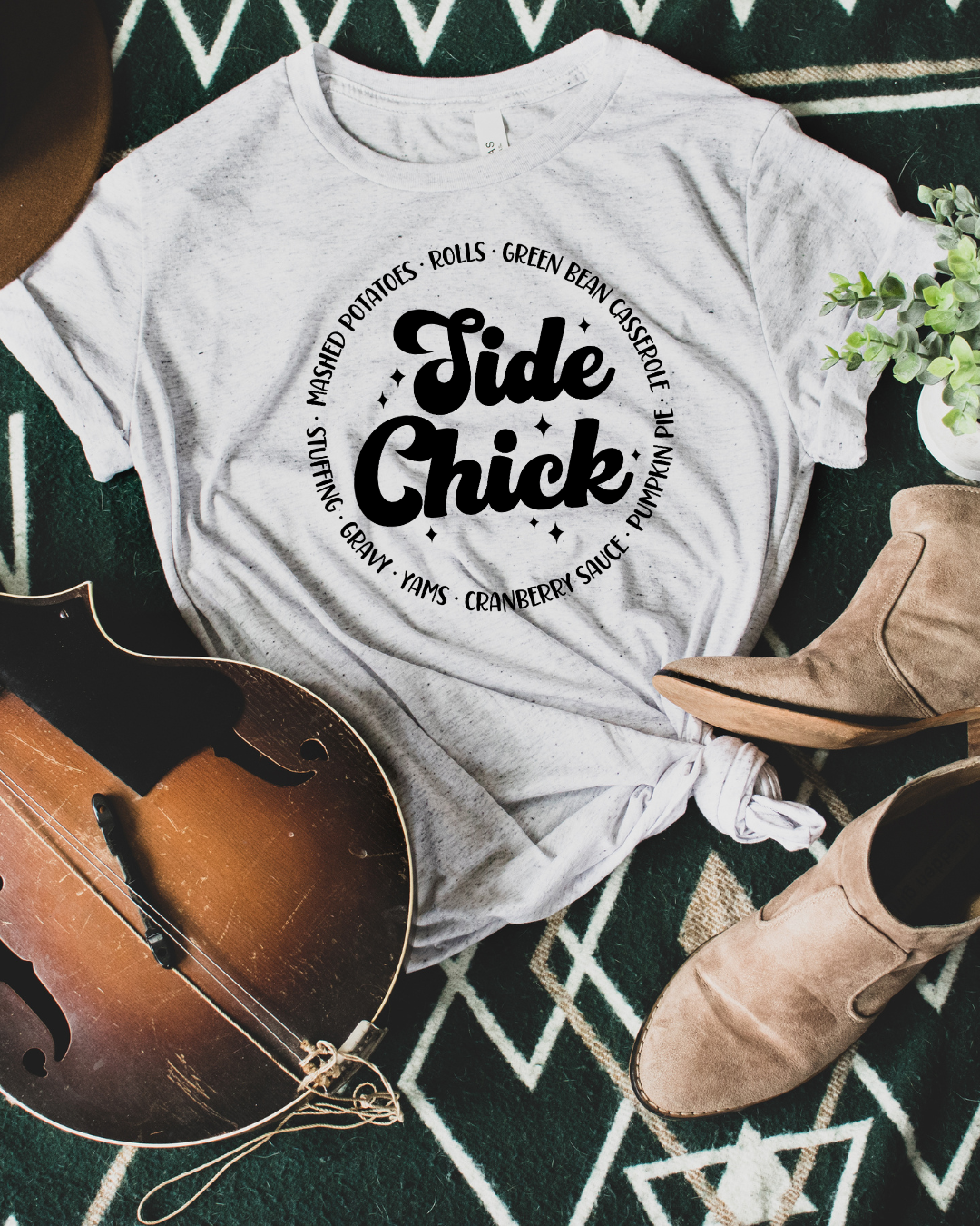 Side Chick Thanksgiving Adult Tee (Black)