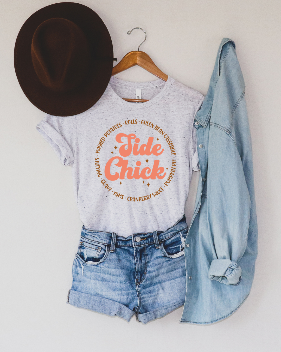 Side Chick Thanksgiving Adult Tee (Orange)