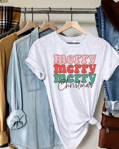 Merry Merry Merry Christmas Adult Tee