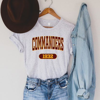 Commanders Varsity Maroon Adult Graphic Tee
