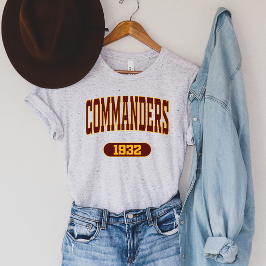 Commanders Varsity Maroon Adult Graphic Tee