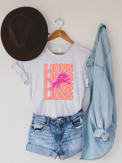 Pink and Orange Detroit Lions Adult Graphic Tee