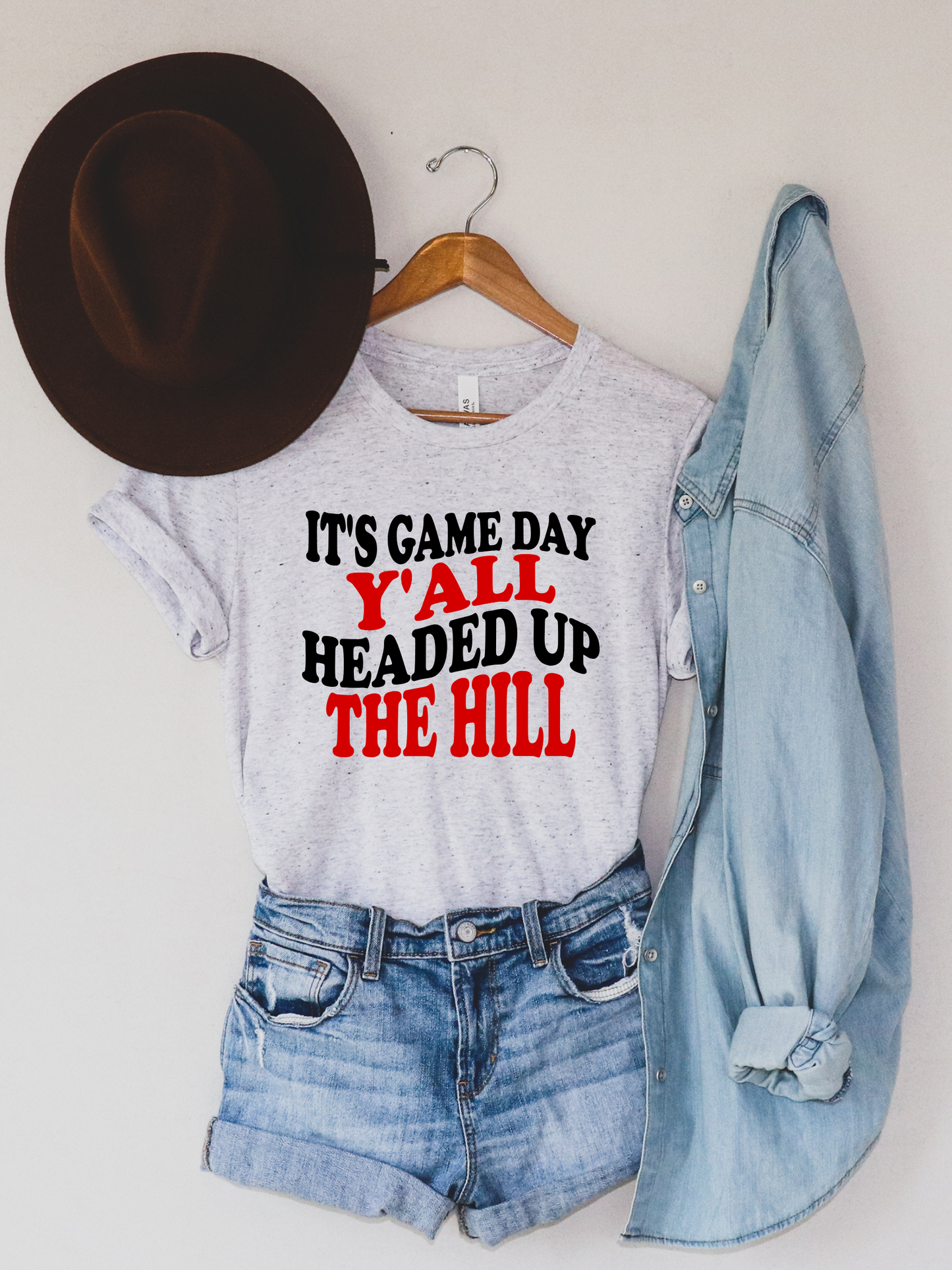 It's Game Day Y'all Headed Up The Hill Adult Graphic Tee