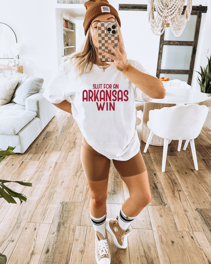 Slut For An Arkansas Win Adult Tee (RED)