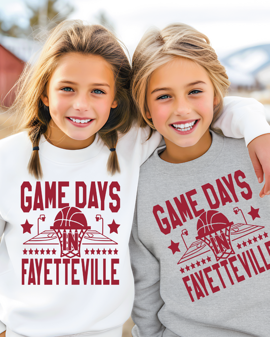Game Days in Fayetteville Razorback Youth Crewneck Pullover