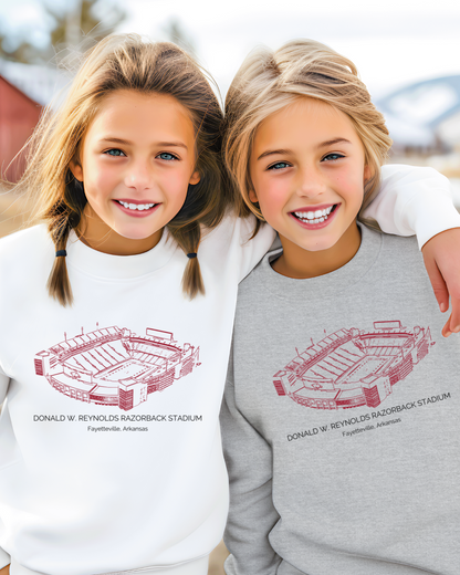 Donald W. Reynolds Razorback Stadium Youth Crewneck Pullover
