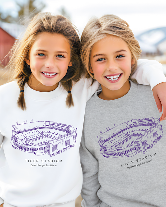 Tiger LSU Stadium Youth Crewneck Pullover