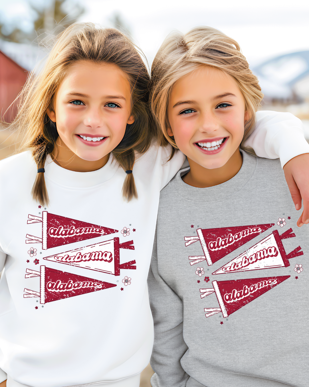 Alabama Pennants Distressed Youth Crewneck Pullover