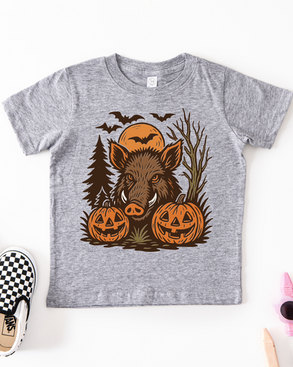 Wild-Boar Halloween Vintage Jack-O-Lantern Youth Graphic Tee