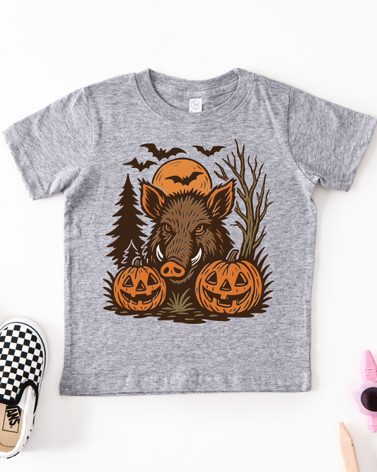 Wild-Boar Halloween Vintage Jack-O-Lantern Youth Graphic Tee