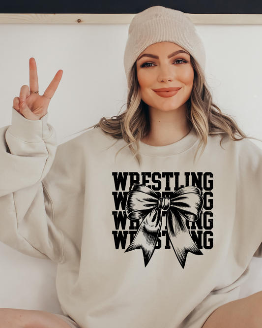 Wrestling Bow Adult Graphic Crewneck Pullover