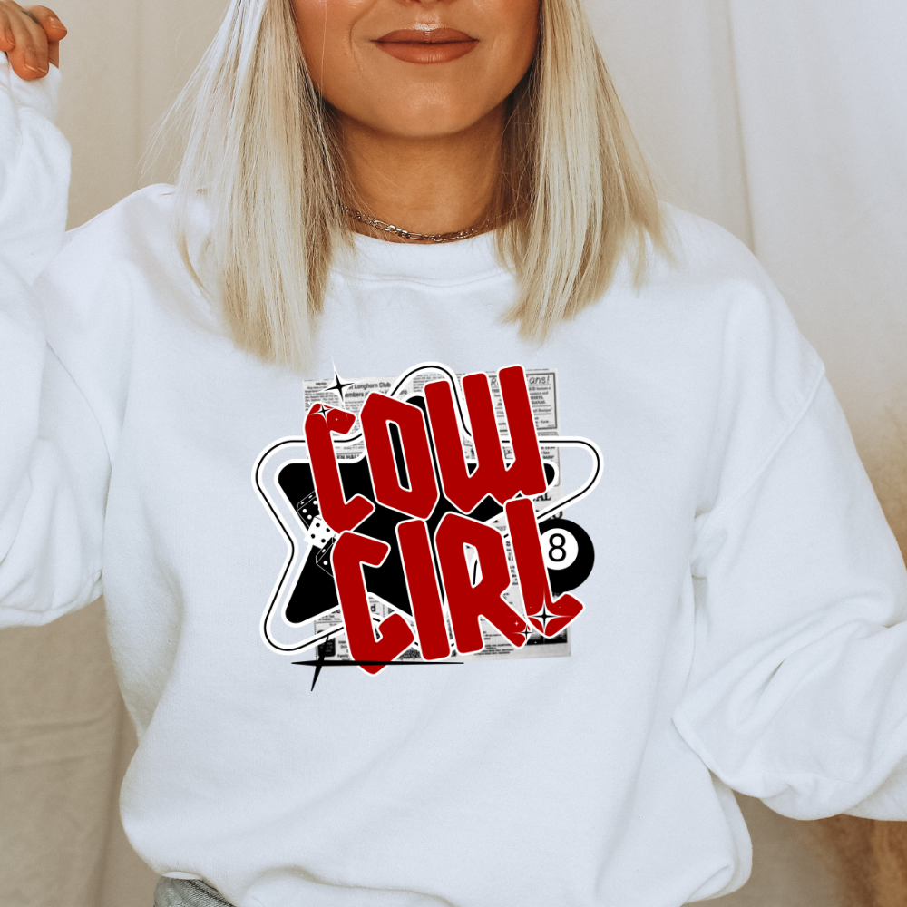 Y2K Cowgirl Western Adult Graphic Crewneck Pullover