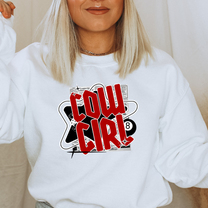 Y2K Cowgirl Western Adult Graphic Crewneck Pullover