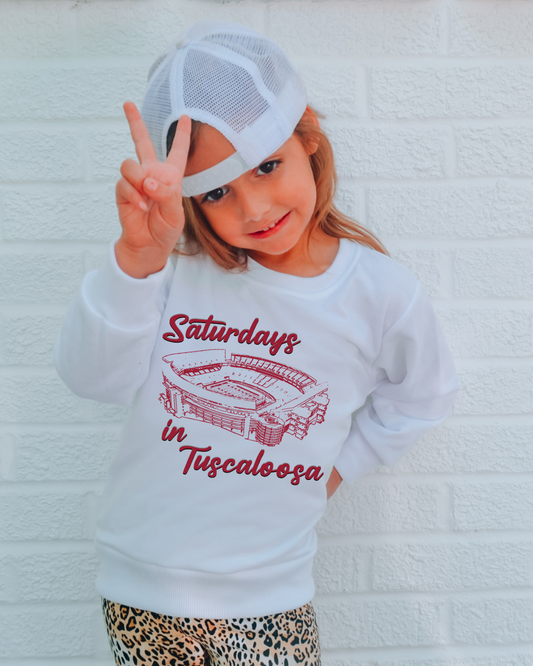Saturday's in Tuscaloosa Youth Crewneck Pullover (Red)