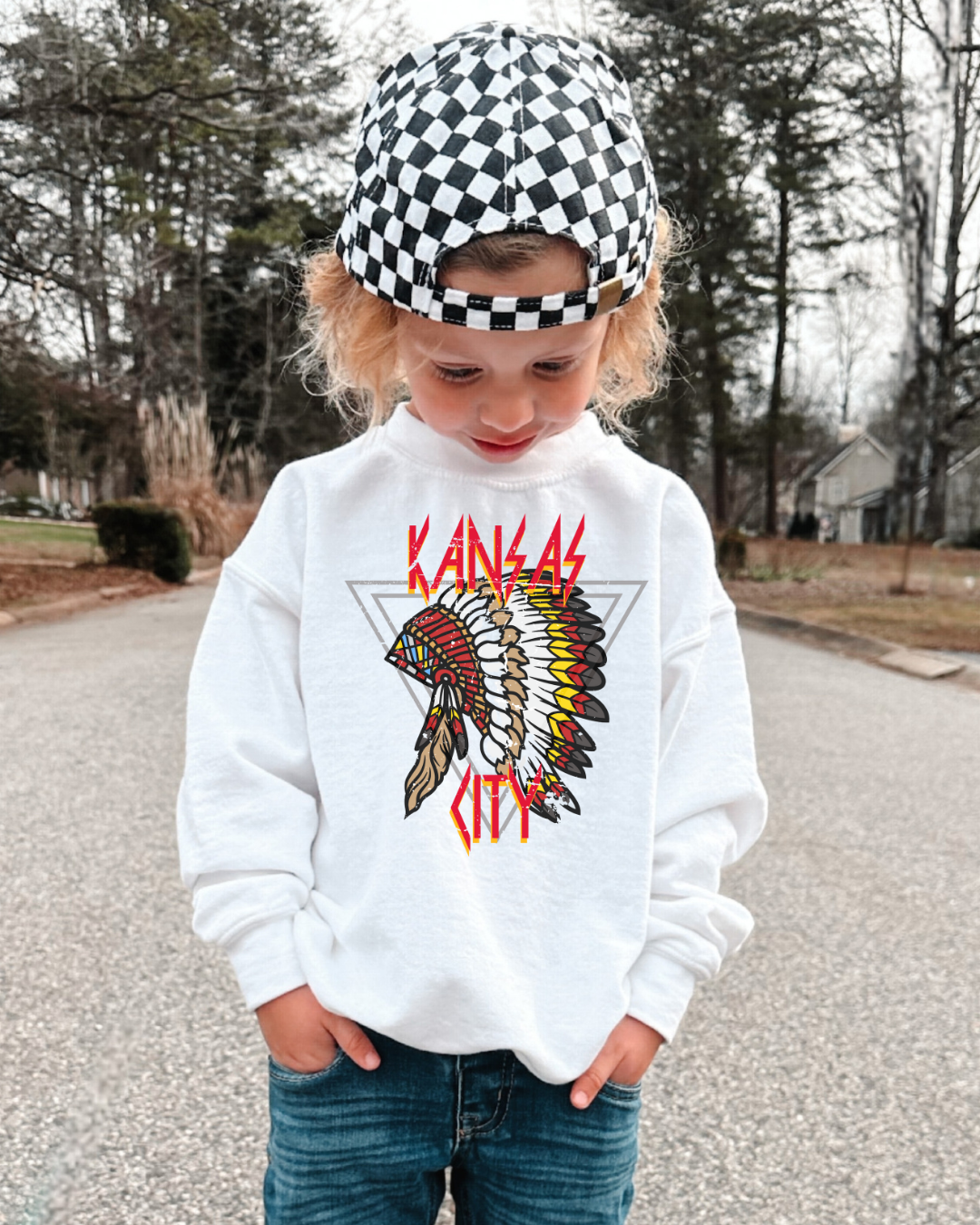 Kansas City Chiefs Headdress Youth Graphic Sweatshirt