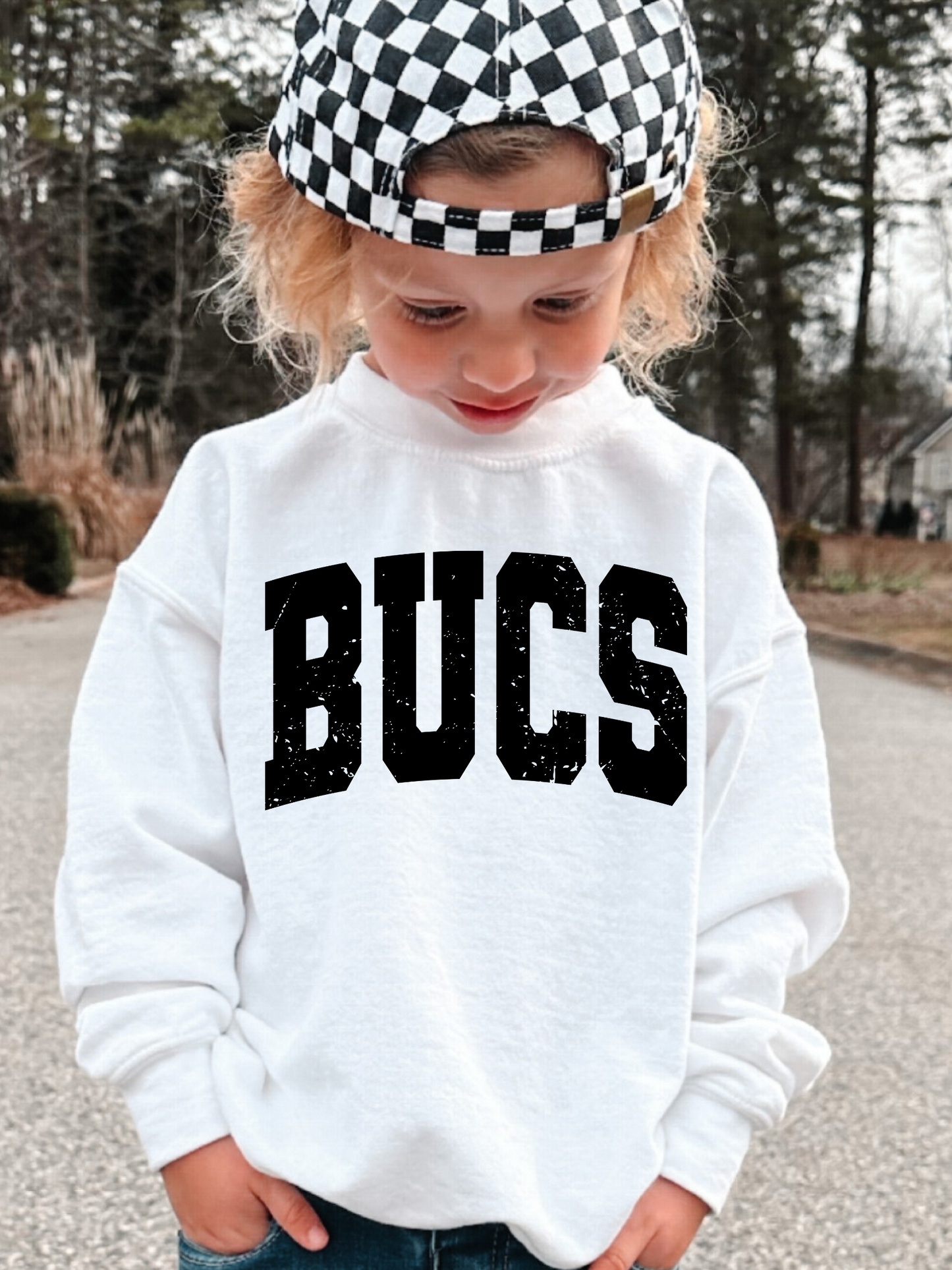 Bucs Varsity Distressed Youth Graphic Sweatshirt