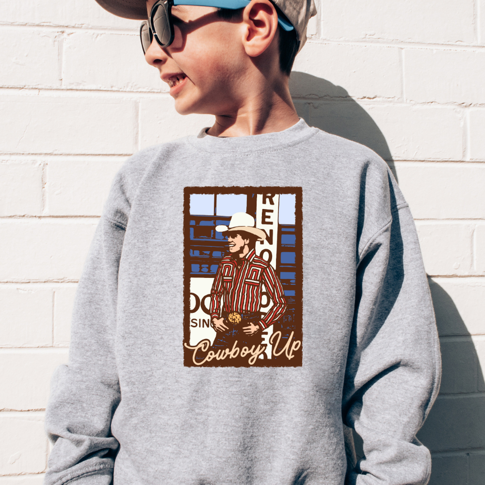 Cowboy Up Western Youth Graphic Sweatshirt