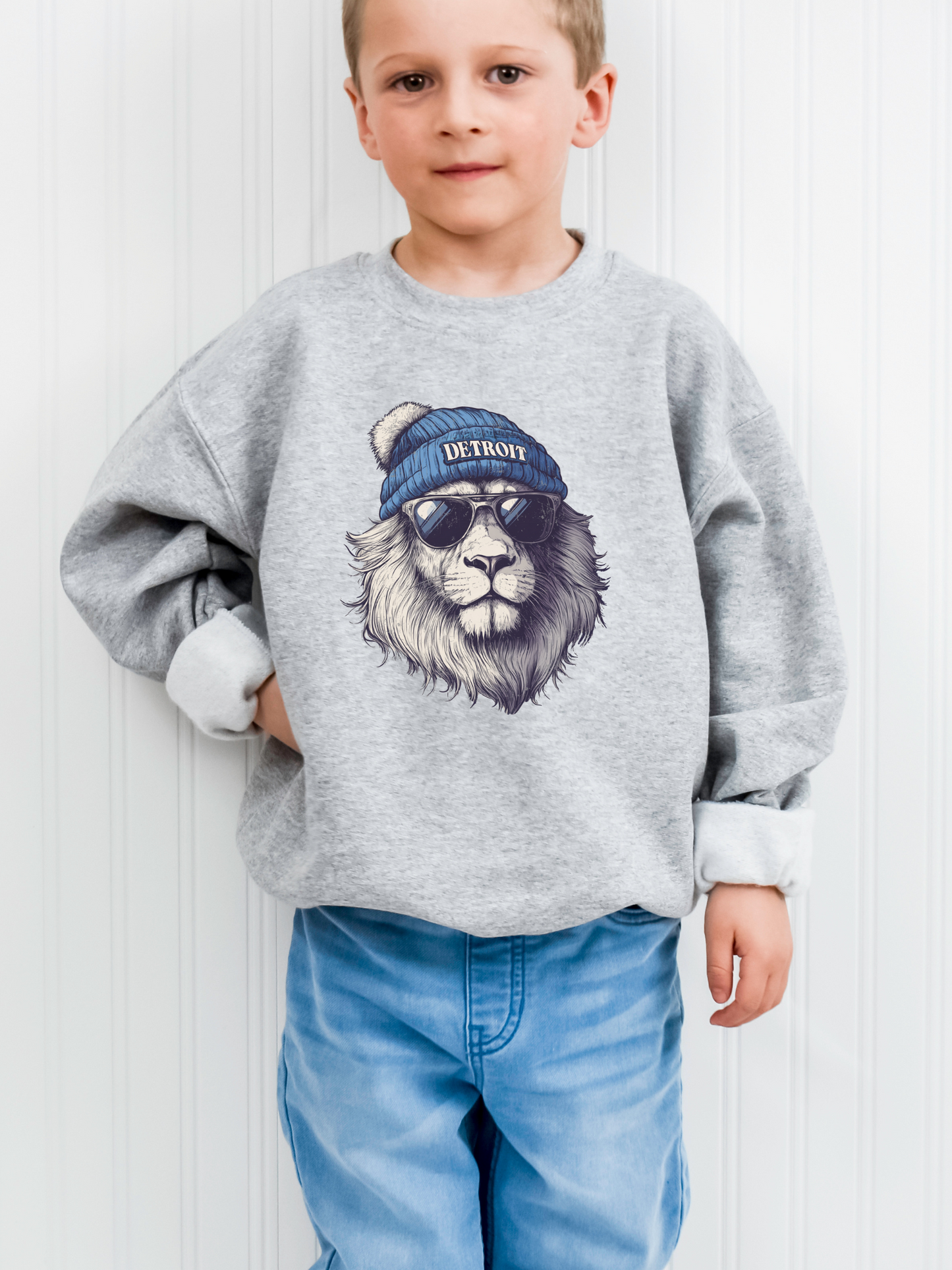 Detroit Lions Beanie Youth Graphic Sweatshirt
