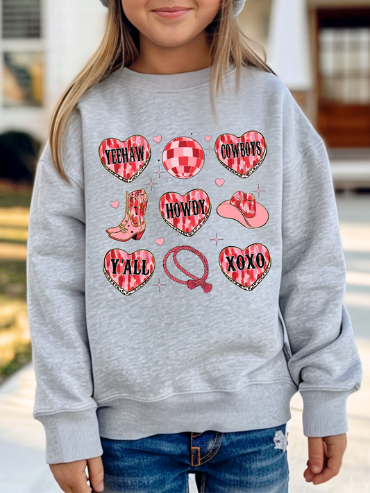 Howdy Valentines Youth Graphic Sweatshirt