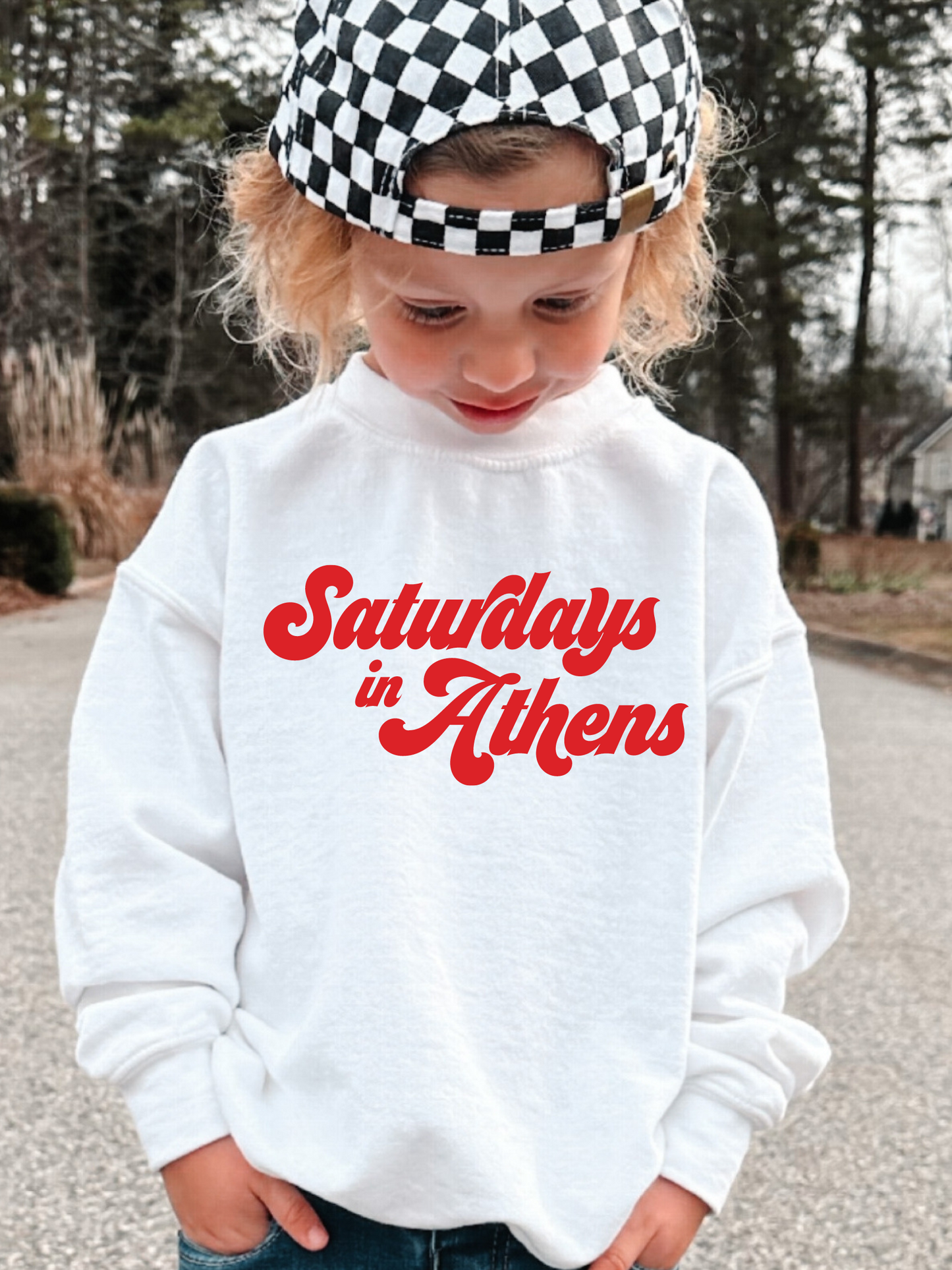 Saturday's In Athens Georgia Bubble Letters Youth Graphic Sweatshirt