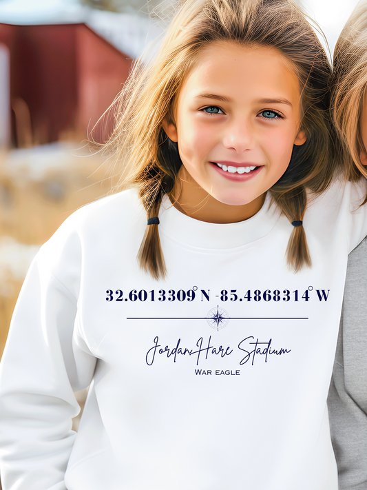 Jordan Hare Stadium Coordinates Auburn Youth Graphic Sweatshirt