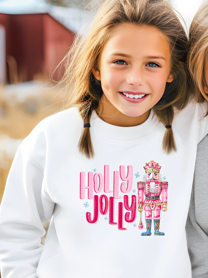 Holly Jolly Nutcracker Christmas Youth Graphic Sweatshirt