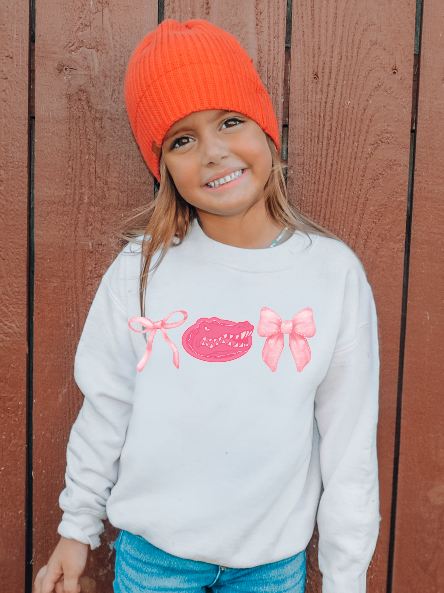 Pink Florida Gators Bow Youth Graphic Sweatshirt