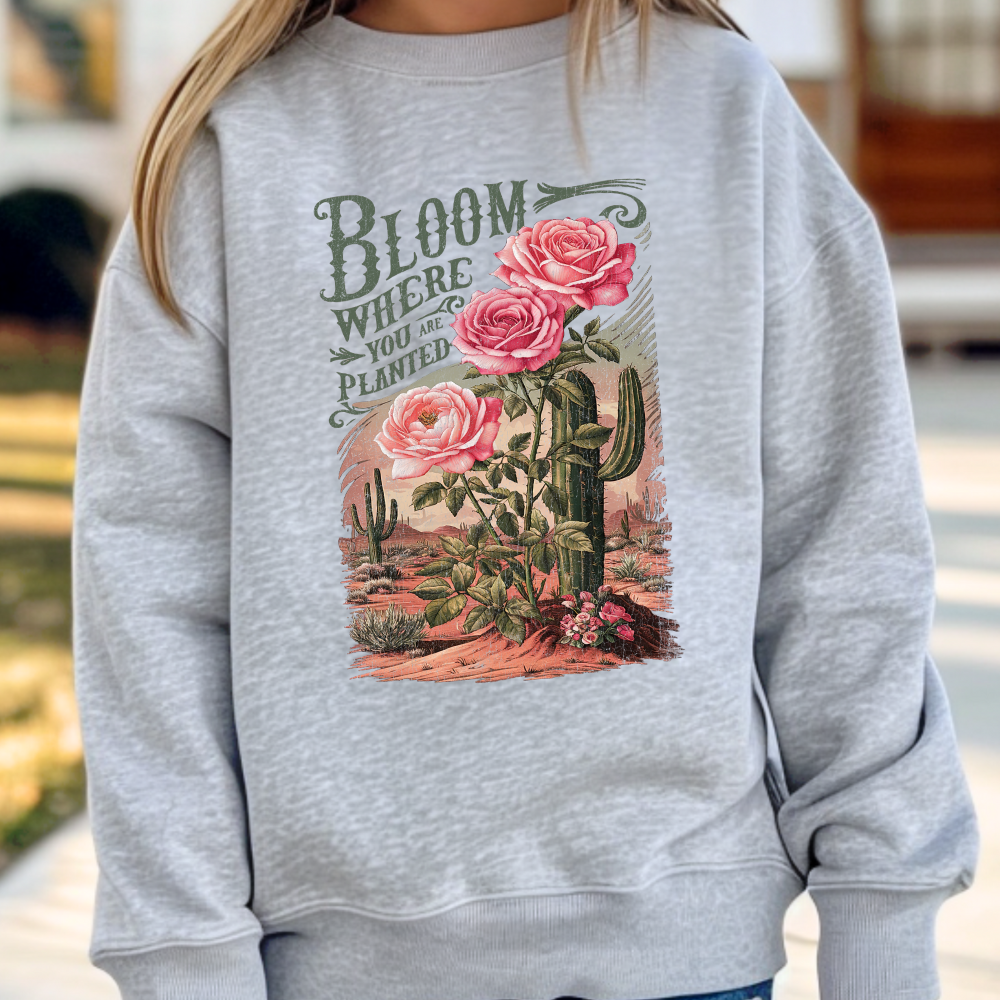 Bloom Where You Are Planted Spring Youth Graphic Sweatshirt