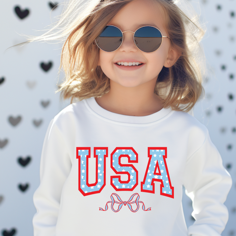 USA Coquette Bow Youth Graphic Sweatshirt