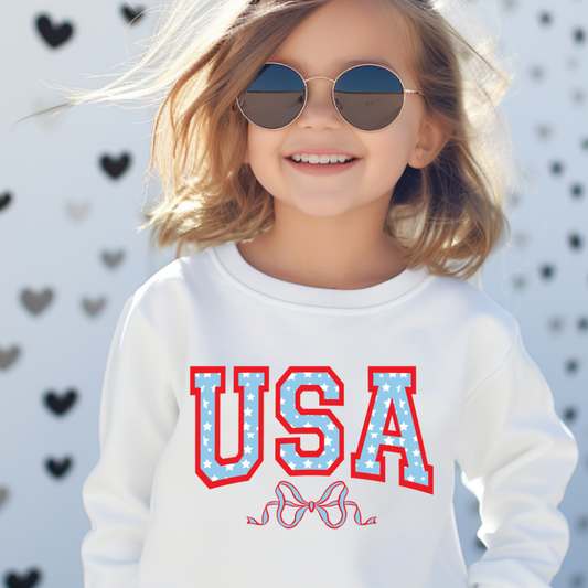 USA Coquette Bow Youth Graphic Sweatshirt