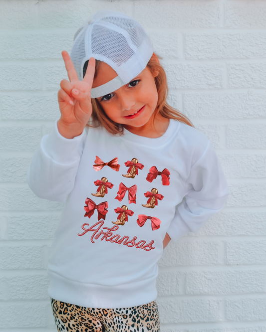 Arkansas Boots and Bows Youth Graphic Sweatshirt