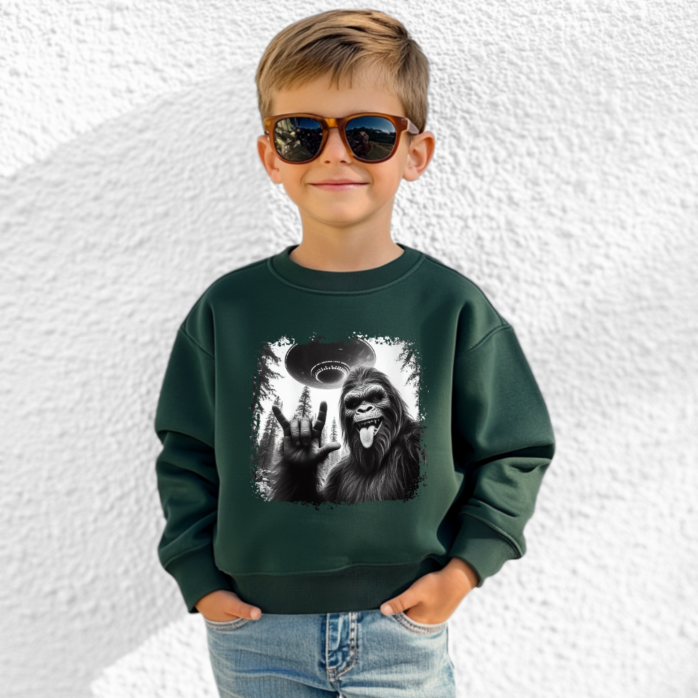 Bigfoot and UFO Youth Graphic Sweatshirt